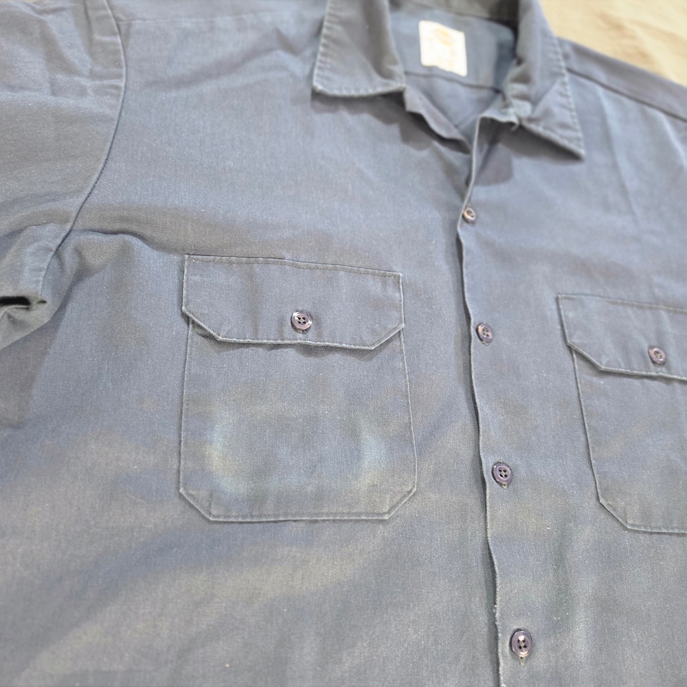 Dickies Mens Short Sleeve Work Shirt Navy Blue Large WS574NV Button Up - Picture 4 of 10